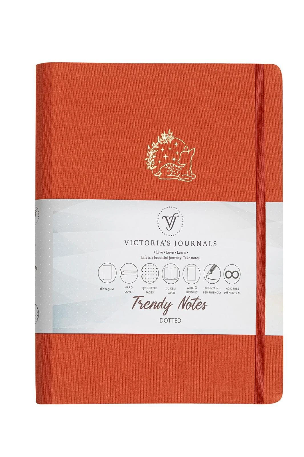 VJ Canvas Gizli Spiralli Defter 16,3*22,2 96 Yp. 100 gr. Lastikli  Noktalı Turuncu