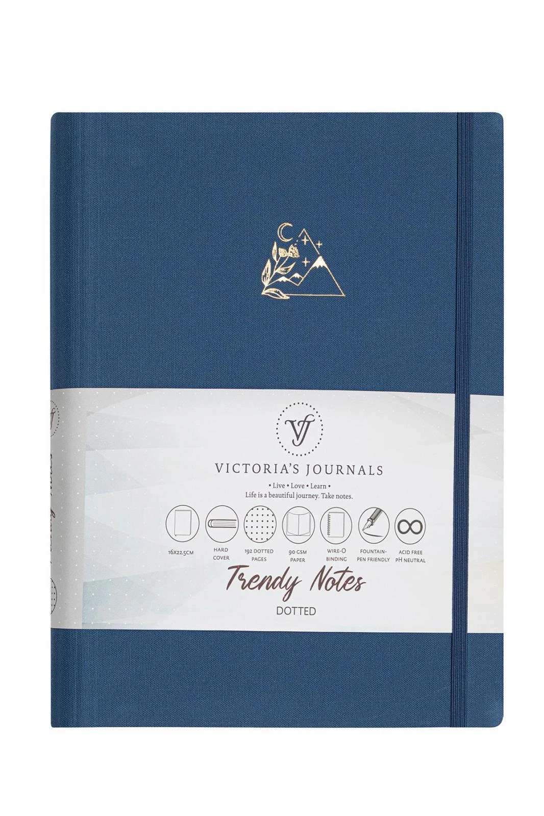 VJ Canvas Gizli Spiralli Defter 16,3*22,2 96 Yp.100 gr. Lastikli Noktalı Mavi Hover
