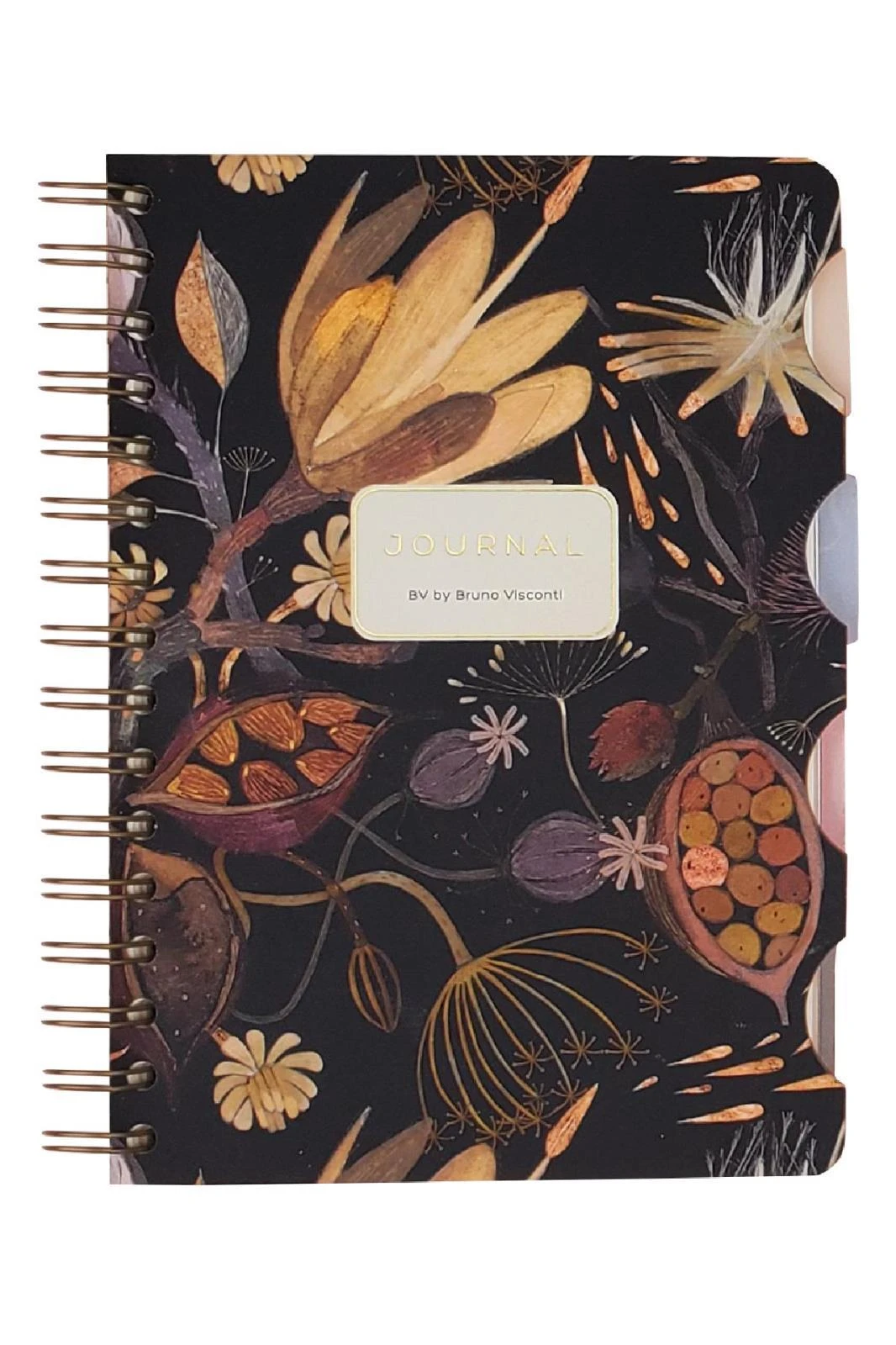 Spiralli Defter A5  120 Yaprak , 4 Ayraçlı, 30 Yap.Çizgili + 30 Yap.Çizgili + 30 Yap. Noktalı + 30 Yaprak, "Night Flowers" Hover