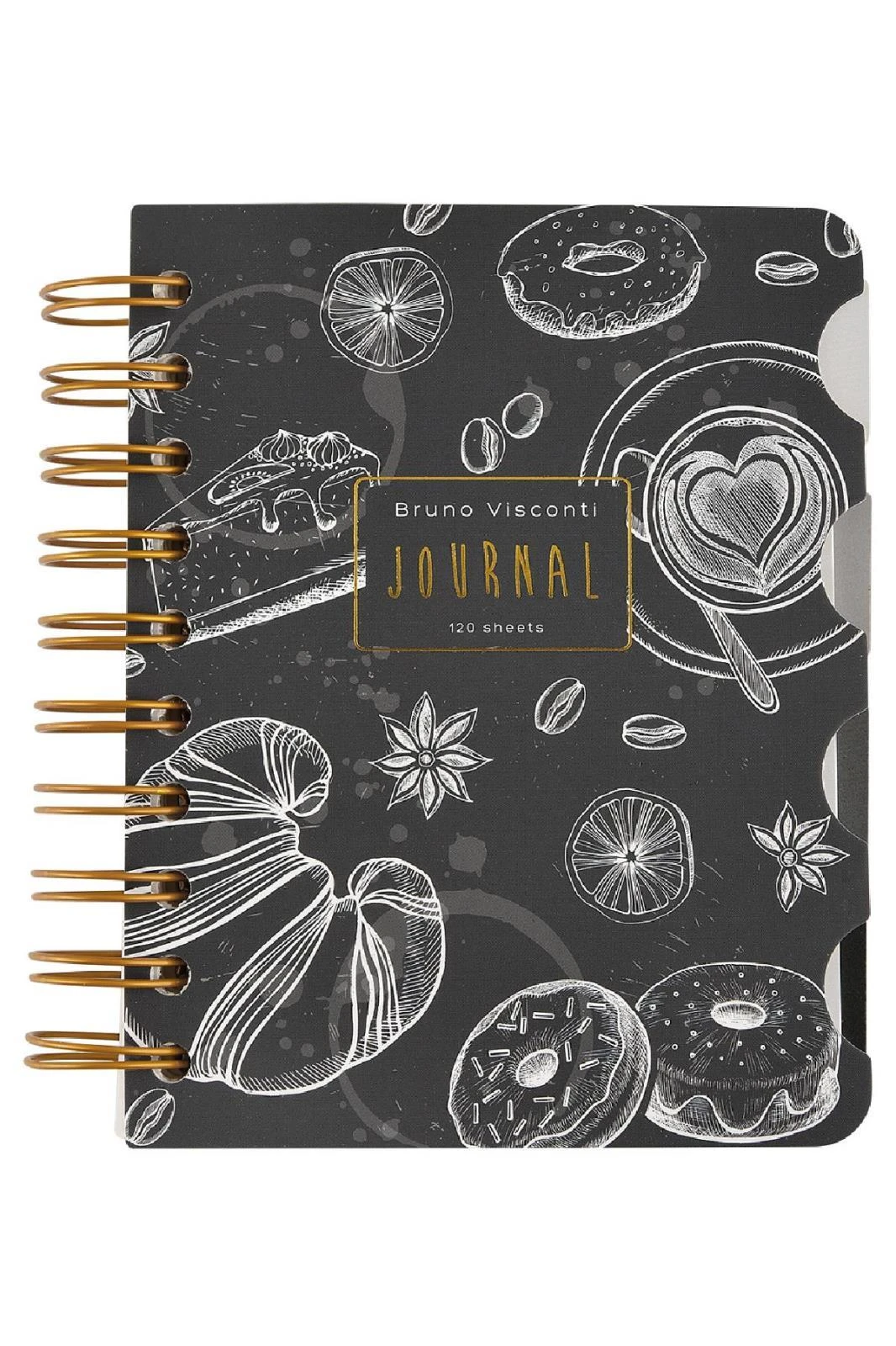 Spiralli Defter A5  120 Yaprak , 4 Ayraçlı, 30 Yap.Çizgili + 30 Yap.Çizgili + 30 Yap. Noktalı + 30 Yaprak, "Caffè nero 1"