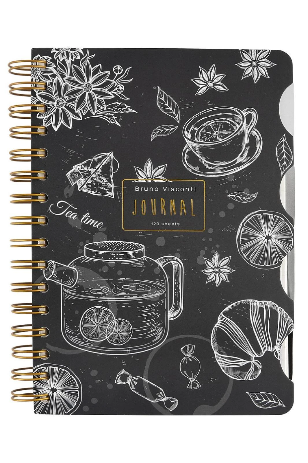 Spiralli Defter A5  120 Yaprak , 4 Ayraçlı, 30 Yap.Çizgili + 30 Yap.Çizgili + 30 Yap. Noktalı + 30 Yaprak, "Caffè nero 2" Hover