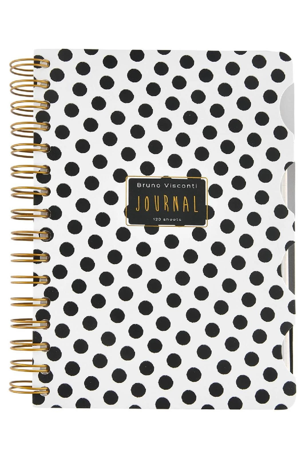 Spiralli Defter A5  120 Yaprak , 4 Ayraçlı, 30 Yap.Çizgili + 30 Yap.Çizgili + 30 Yap. Noktalı + 30 Yaprak, "Black&White. Dots"