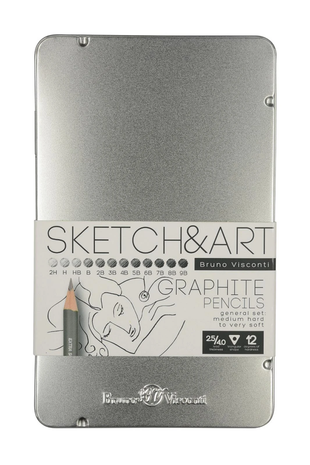 21-0009 Sketch&Art  Kurşun Kalem Seti .12 adet  2H-9B . Metal Kutuda"