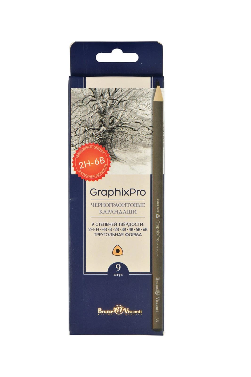 21-0010 GraphixPro' Kurşun Kalem Seti. 9 Adet 4H-6B"