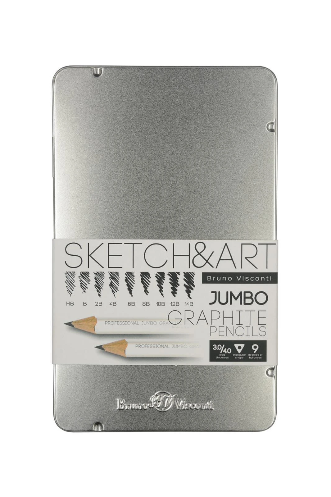 21-0067 Sketch&Art Jumbo Kurşun Kalem Seti ,3,5 mm.9 Adet  HB-14B Metal Kutuda