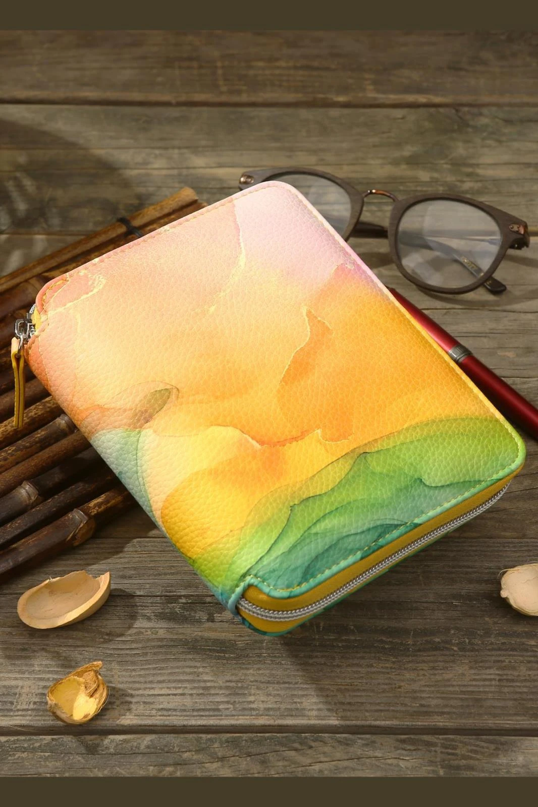 123-1464 Victoria's Journals Zipper Folder Organizer Defter A6 Çizgili Sarı