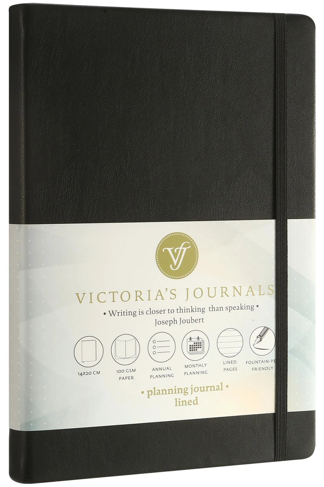 1046 Victoria's Journals Venzi Sert Kapak Planlayıcı Defter 14x20 cm 100gr. Krem 96 Yaprak Siyah Çizgili