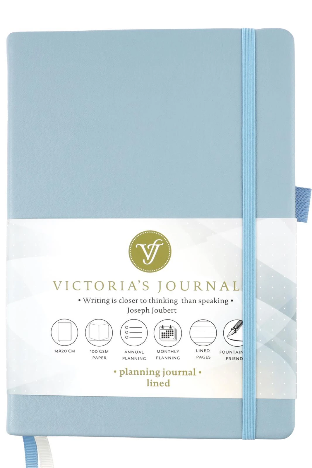 1049 Victoria's Journals Venzi Sert Kapak Planlayıcı Defter 14x20 cm 100gr. Krem 96 Yaprak Mavi Çizgili Hover