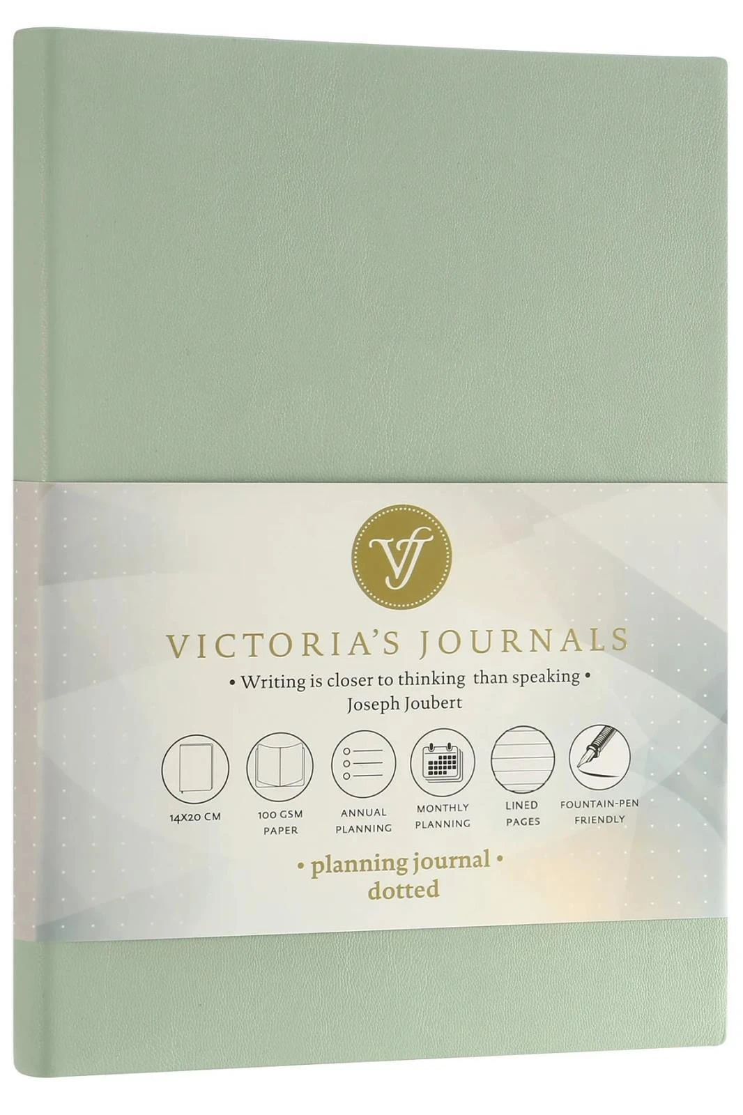 1040 Victoria's Journals Smyth Esnek Kapak Planlayıcı Defter 14x20 cm 100gr. Krem 96 Yaprak Yeşil Çizgili