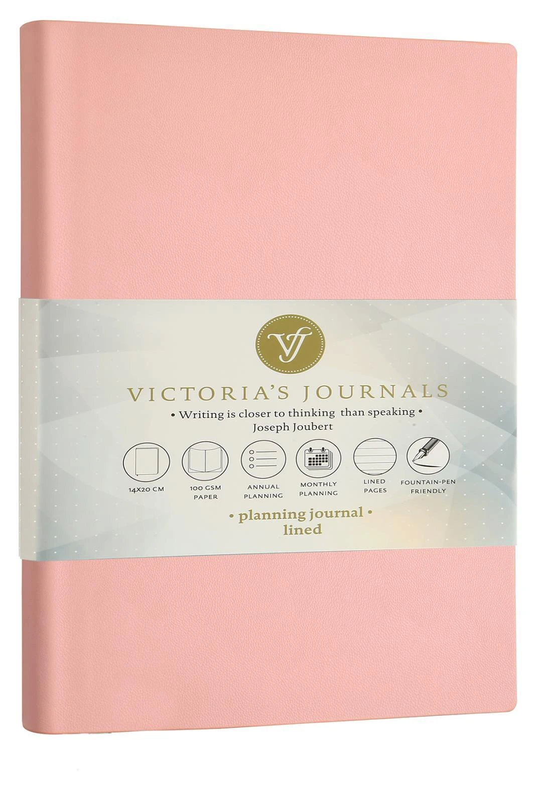 1041 Victoria's Journals Smyth Esnek Kapak Planlayıcı Defter 14x20 cm 100gr. Krem 96 Yaprak Pembe Çizgili