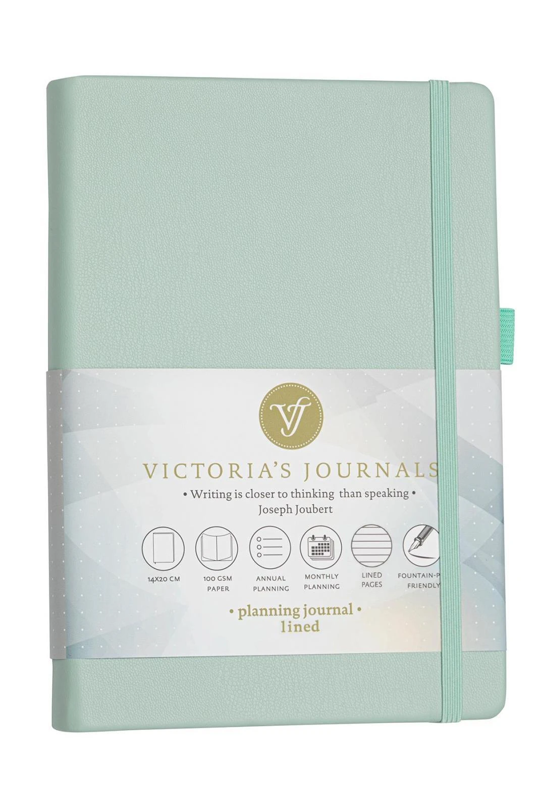 VJ Smyth Sert kapak Planlayıcı Defter 14x20 cm 100 gr. Krem 96 yp. Çizgili Yeşil Hover