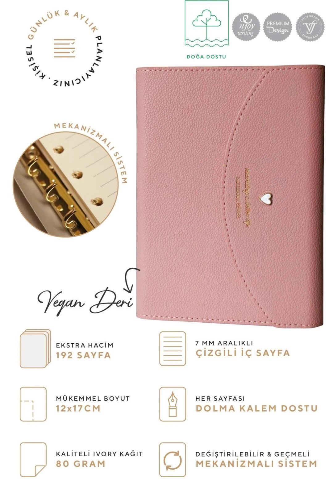 VJ Mekanizmalı Defter A6+ Ivory 80 gr. 96 yp.