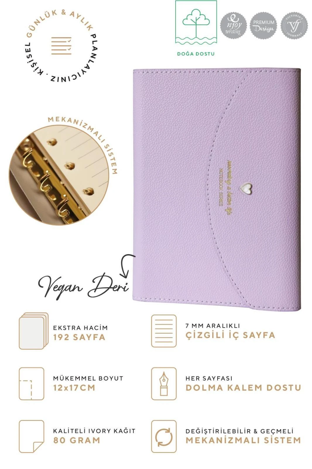 VJ Mekanizmalı Defter A6+ Ivory 80 gr. 96 yp.