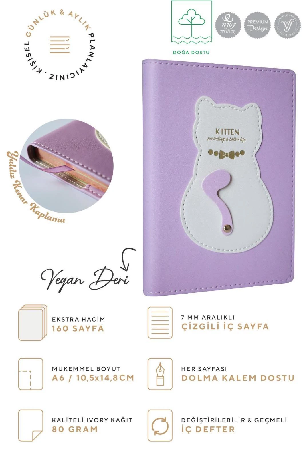 VJ Geçmeli Lastikli Defter A6 80 gr. 96 yp.