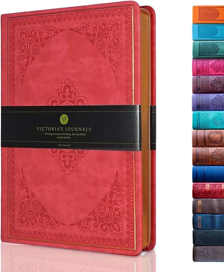 1187 Victoria's Journals Vintage Çizgili Defter 12x17 cm Kırmızıi Hover