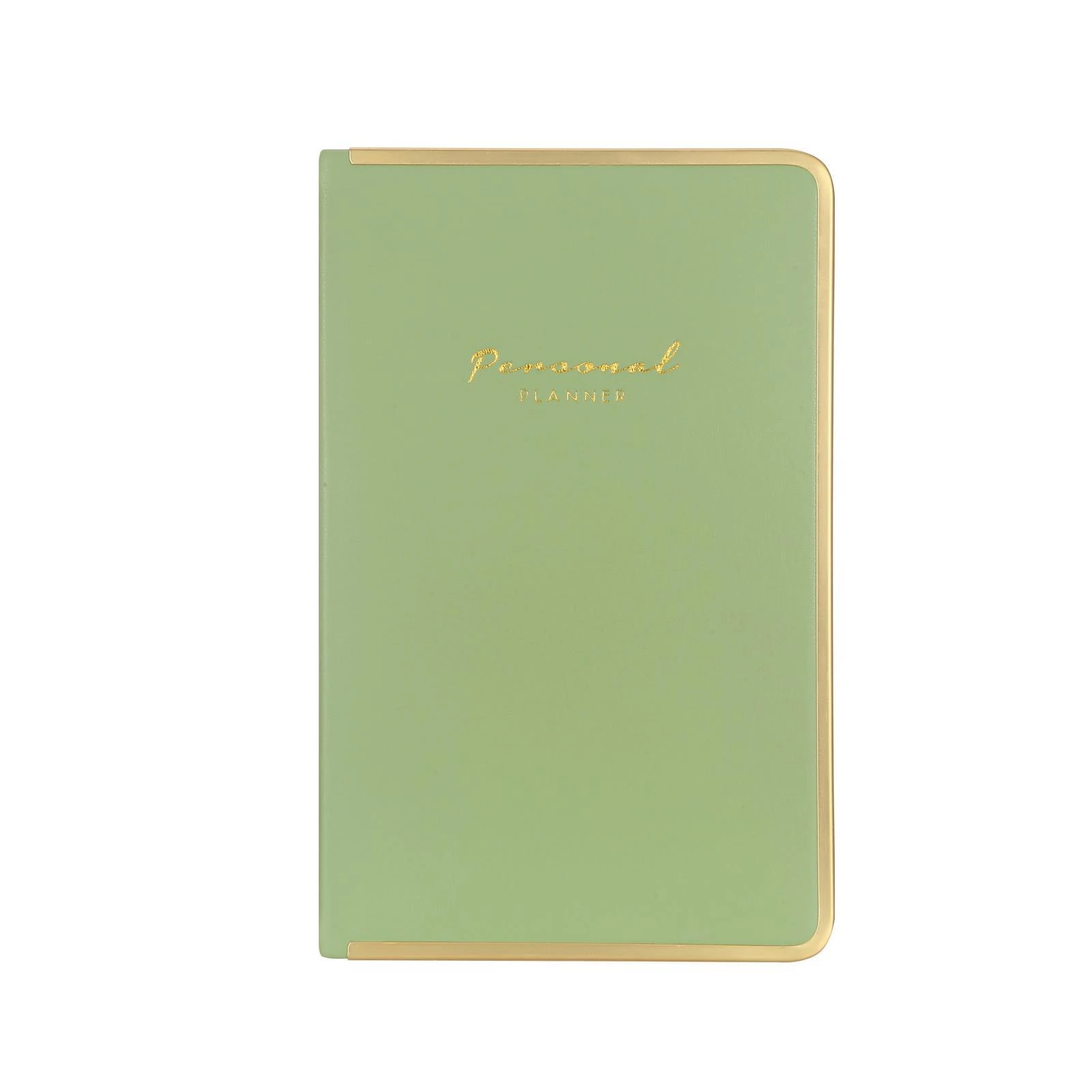 123-0231 Monaco Vegan Deri Sert Kapak Defter 100gr. 96 Yaprak 13x21 cm. Kenar Altın Demir ve Altın Yaldız Çizgiliı A.Yeşil