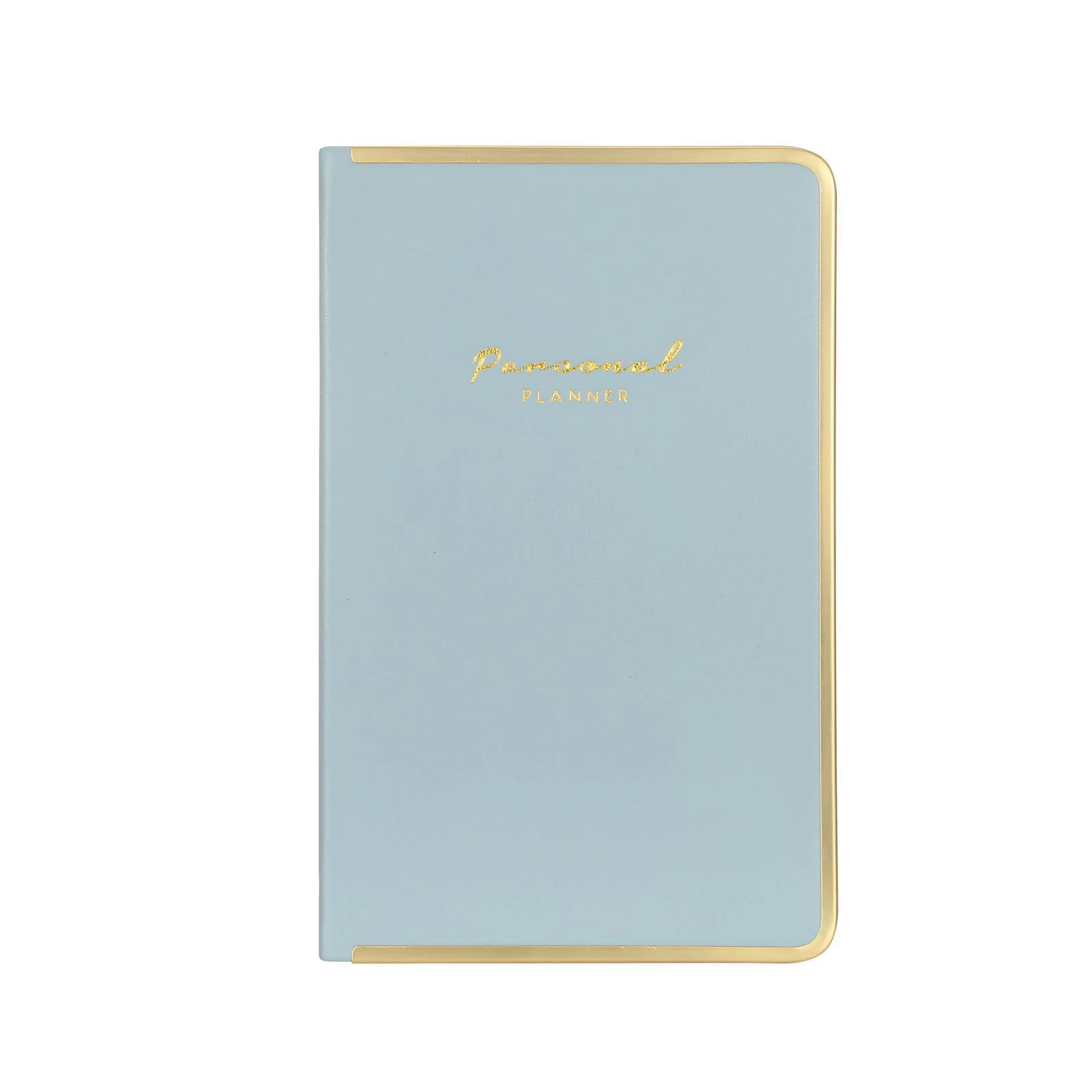 123-0232 VJ Monaco Vegan Deri Sert Kapak Defter 100gr. 96 Yaprak 13x21 cm. Kenar Altın Demir ve Altın Yaldız Çizgiliı A.Mavi