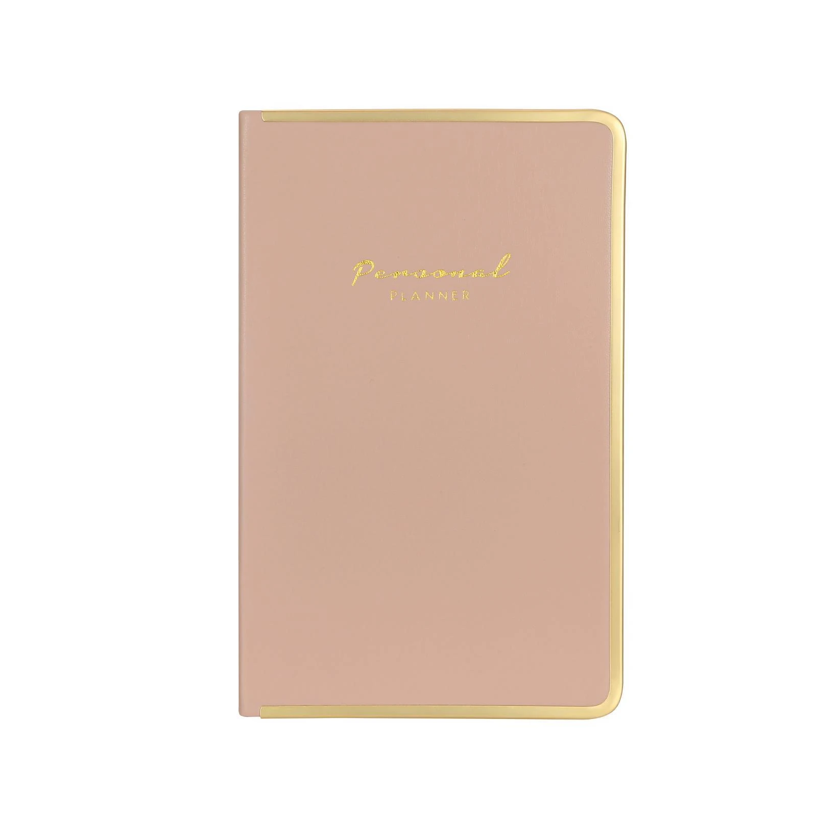 123-0233 Monaco Vegan Deri Sert Kapak Defter 100gr. 96 Yaprak 13x21 cm. Kenar Altın Demir ve Altın Yaldız Çizgiliı Pudra Hover