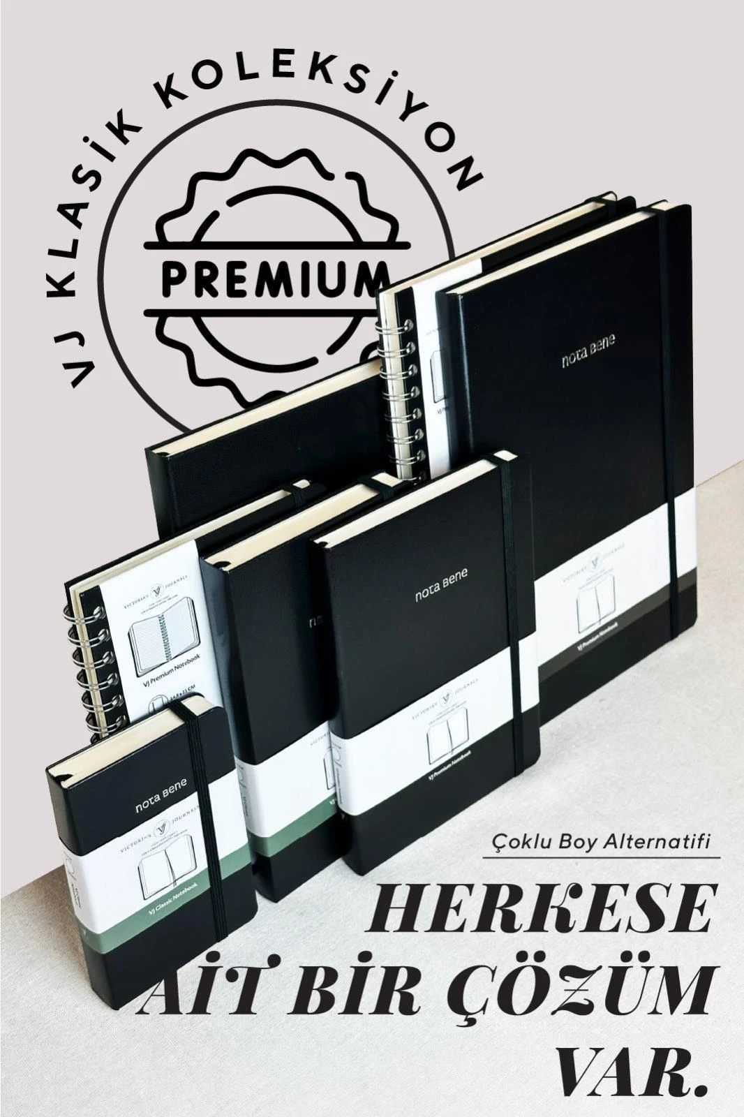 VJ Classic Sert Kapak Defter 13x21 70 gr 400 sf Çizgili Siyah