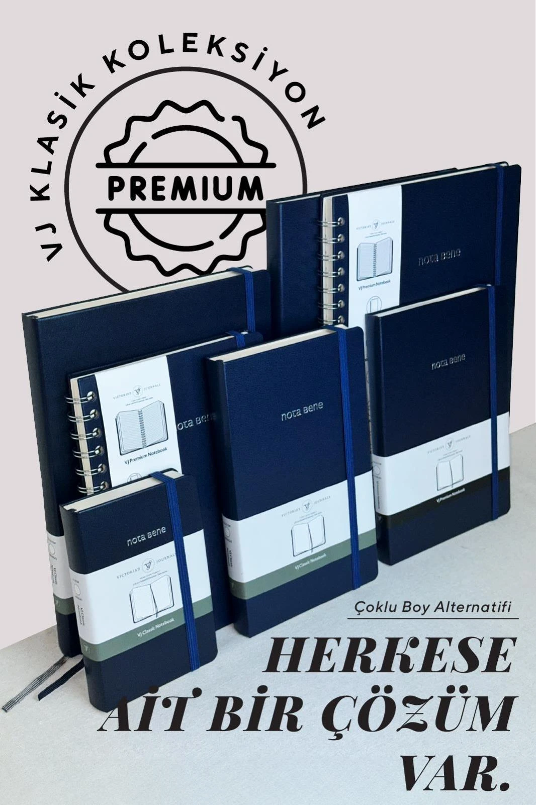 VJ Classic Sert Kapak Defter 13x21 70 gr 400 sf Çizgili Lacivert