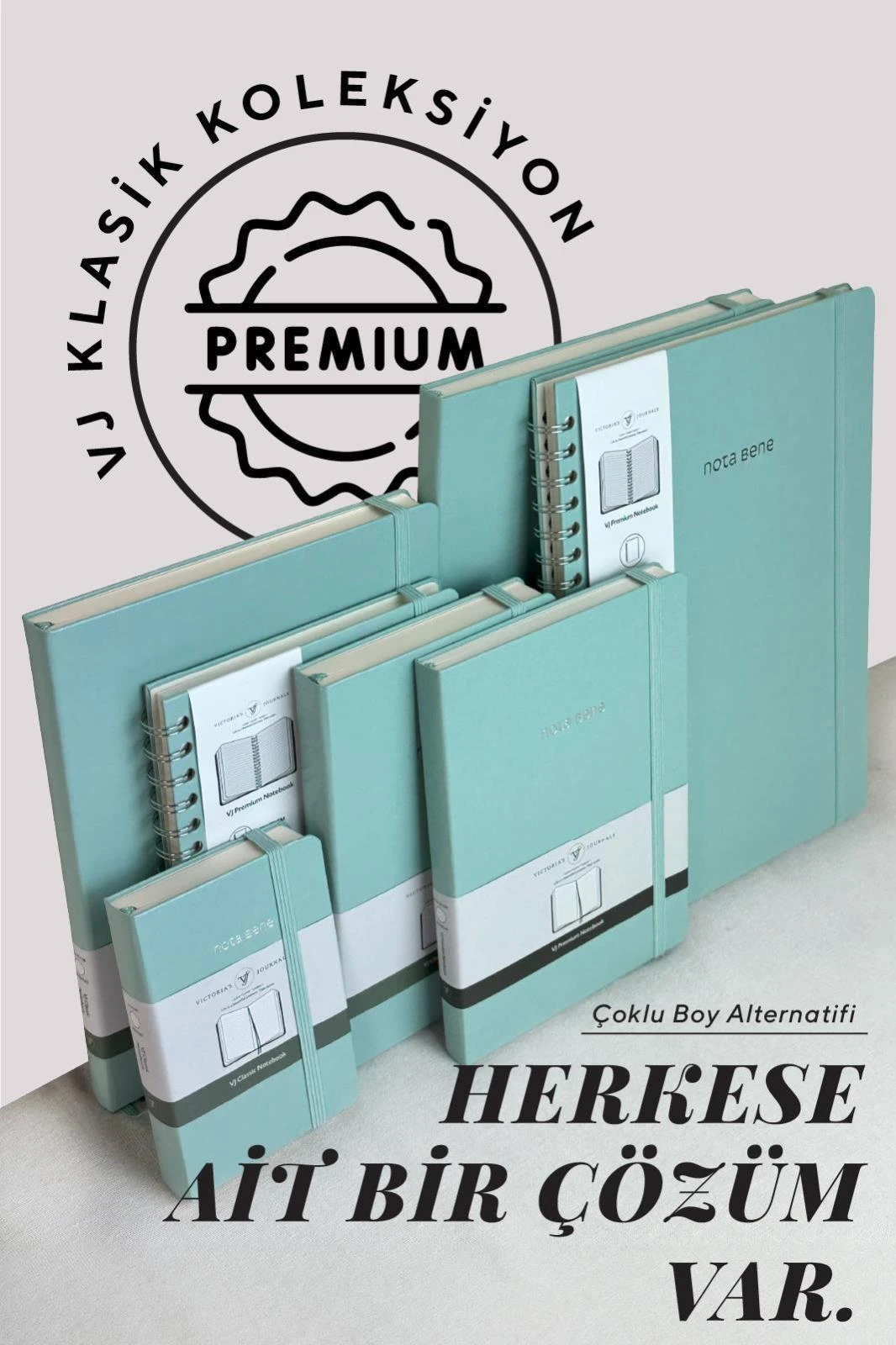 VJ Classic Sert Kapak Defter 13x21 70 gr 400 sf Çizgili Turkuaz Hover