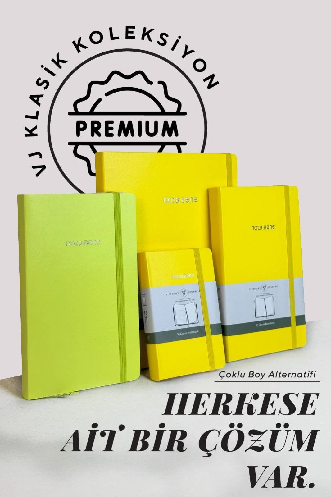 VJ Classic Sert Kapak Defter 13x21 70 gr 400 sf Çizgili Sarı