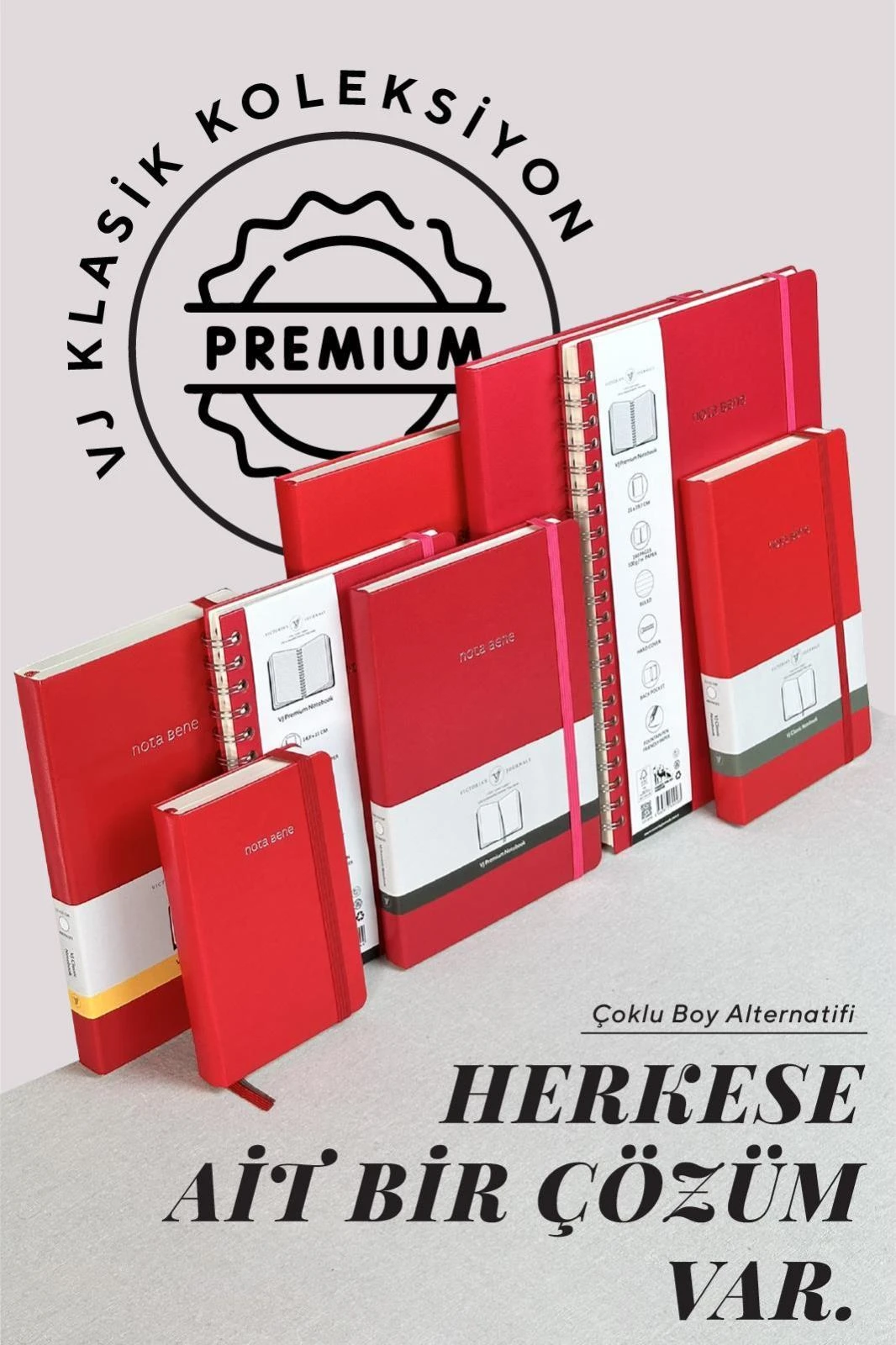 VJ Classic Sert Kapak Defter 13x21 70 gr 400 sf Çizgili Fuşya Hover
