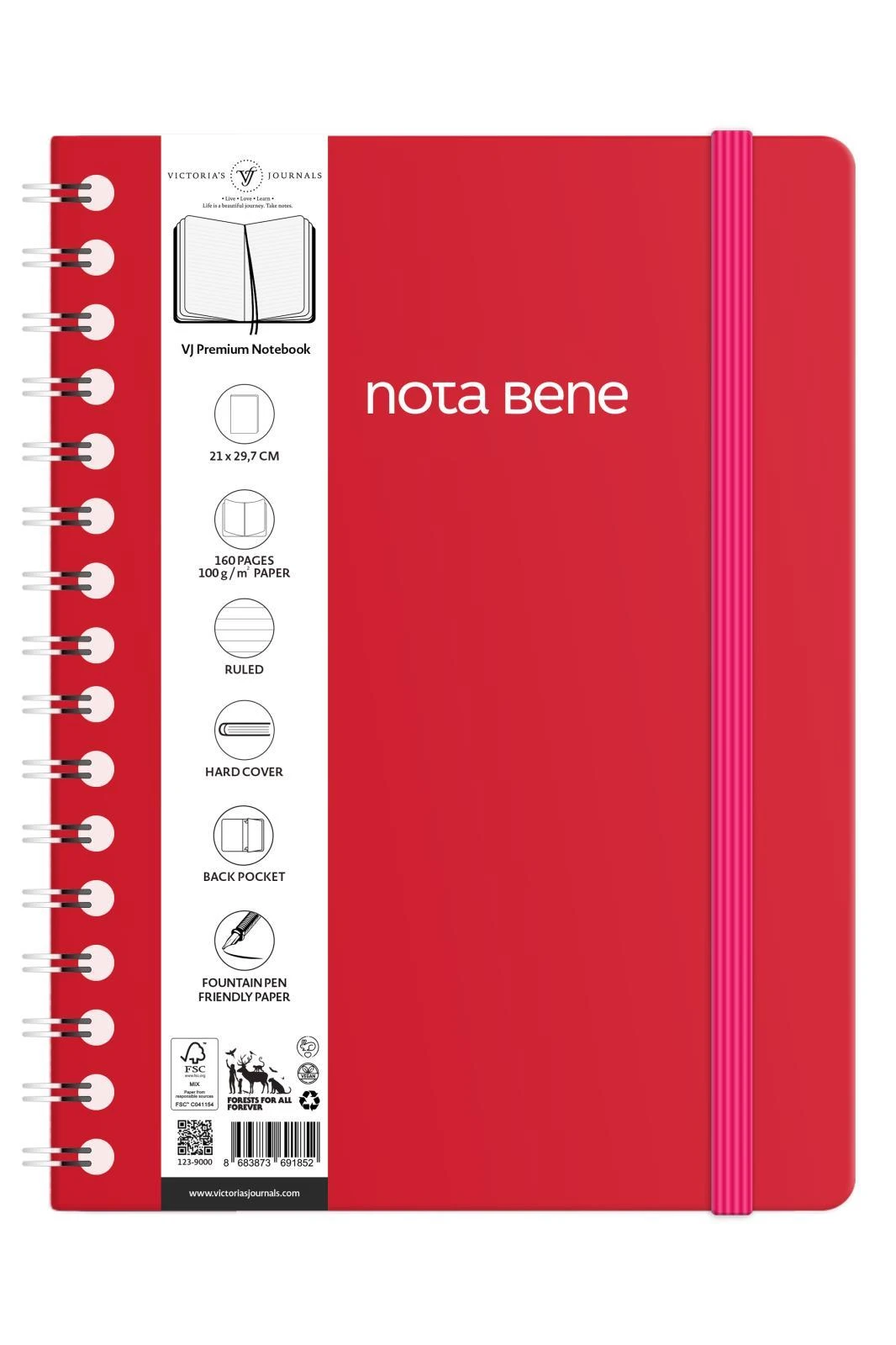 VJ Spiralli Sert Kapak Defter A4 100gr 160sf Çizgili Yeşil