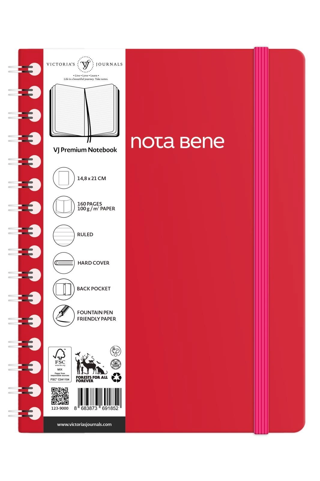 VJ Spiralli Sert Kapak Defter A5 100gr 160sf Çizgili Yeşil Hover