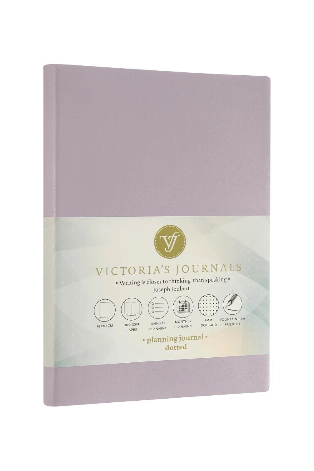 1042 Victoria's Journals Smyth Esnek Kapak Planlayıcı Defter 14x20 cm 100gr. Krem 96 Yaprak Lila Noktalı