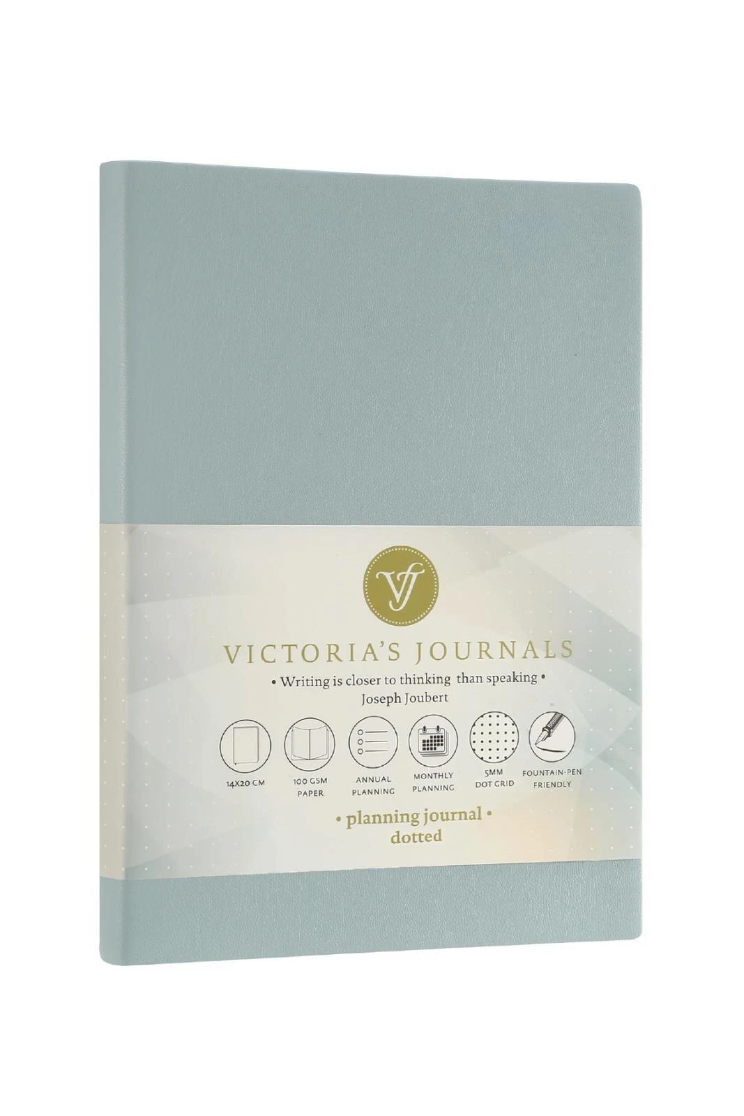 1043 Victoria's Journals Smyth Esnek Kapak Planlayıcı Defter 14x20 cm 100gr. Krem 96 Yaprak Mavi Noktalı