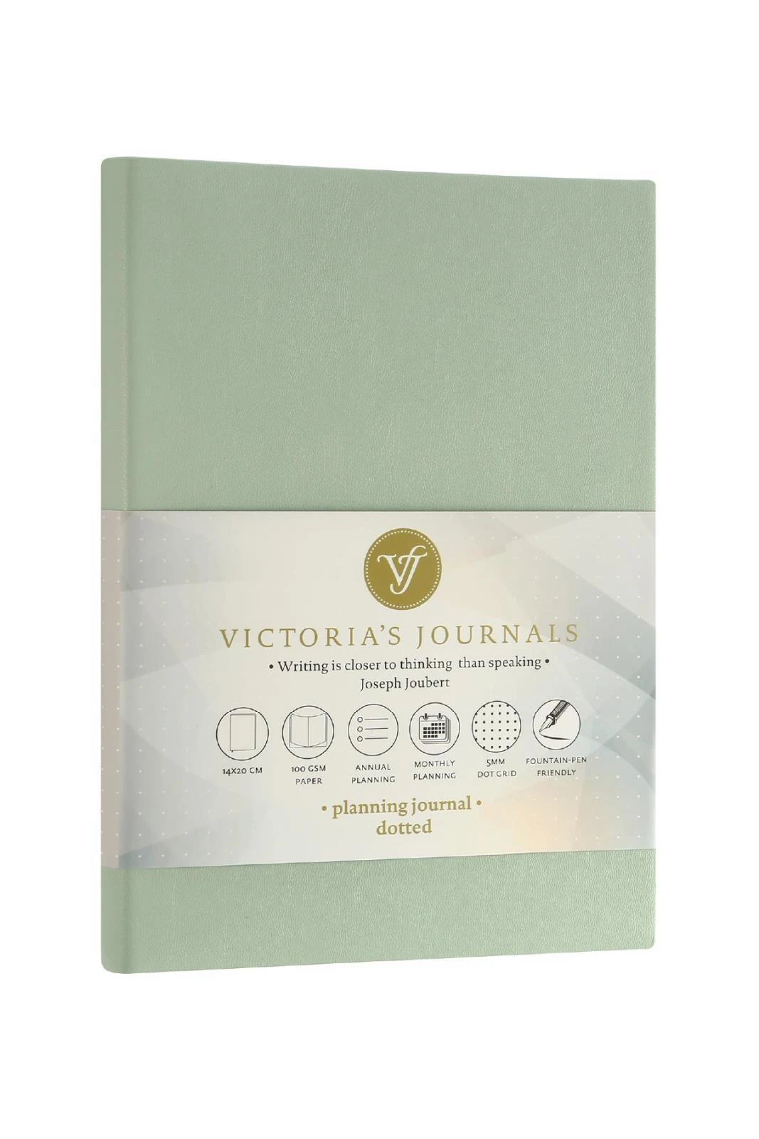 1044 Victoria's Journals Smyth Esnek Kapak Planlayıcı Defter 14x20 cm 100gr. Krem 96 Yaprak Yeşil Noktalı