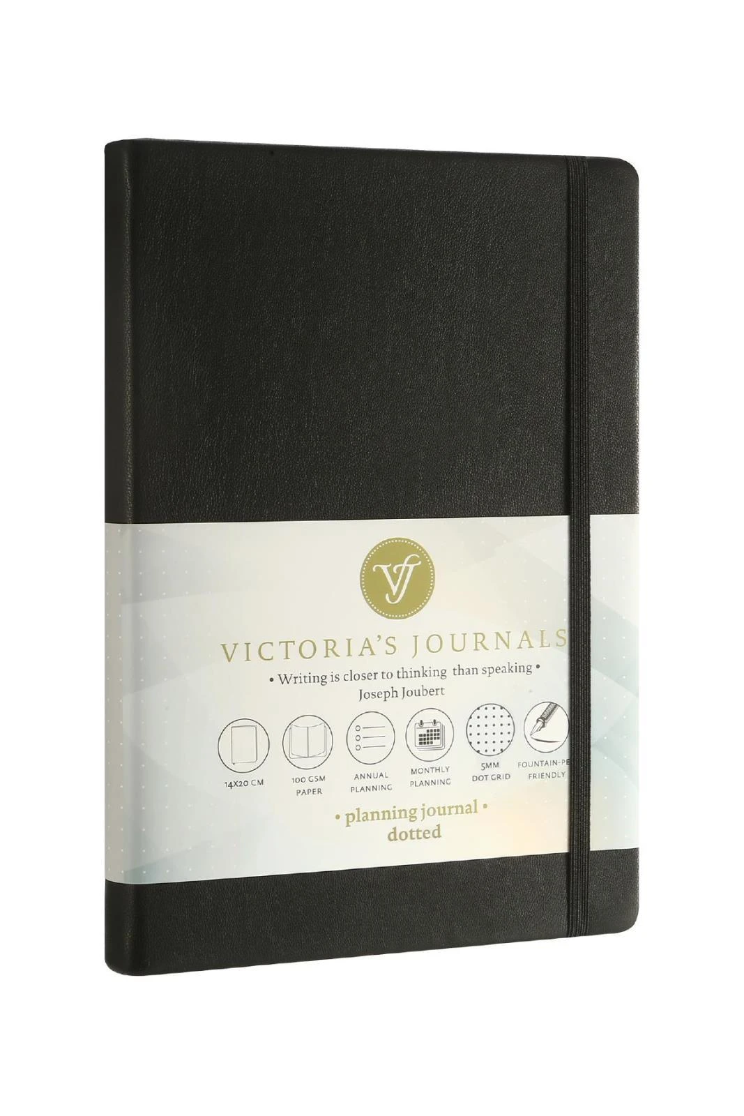 1050 Victoria's Journals Venzi Sert Kapak Planlayıcı Defter 14x20 cm 100gr. Krem 96 Yaprak Siyah Noktalı