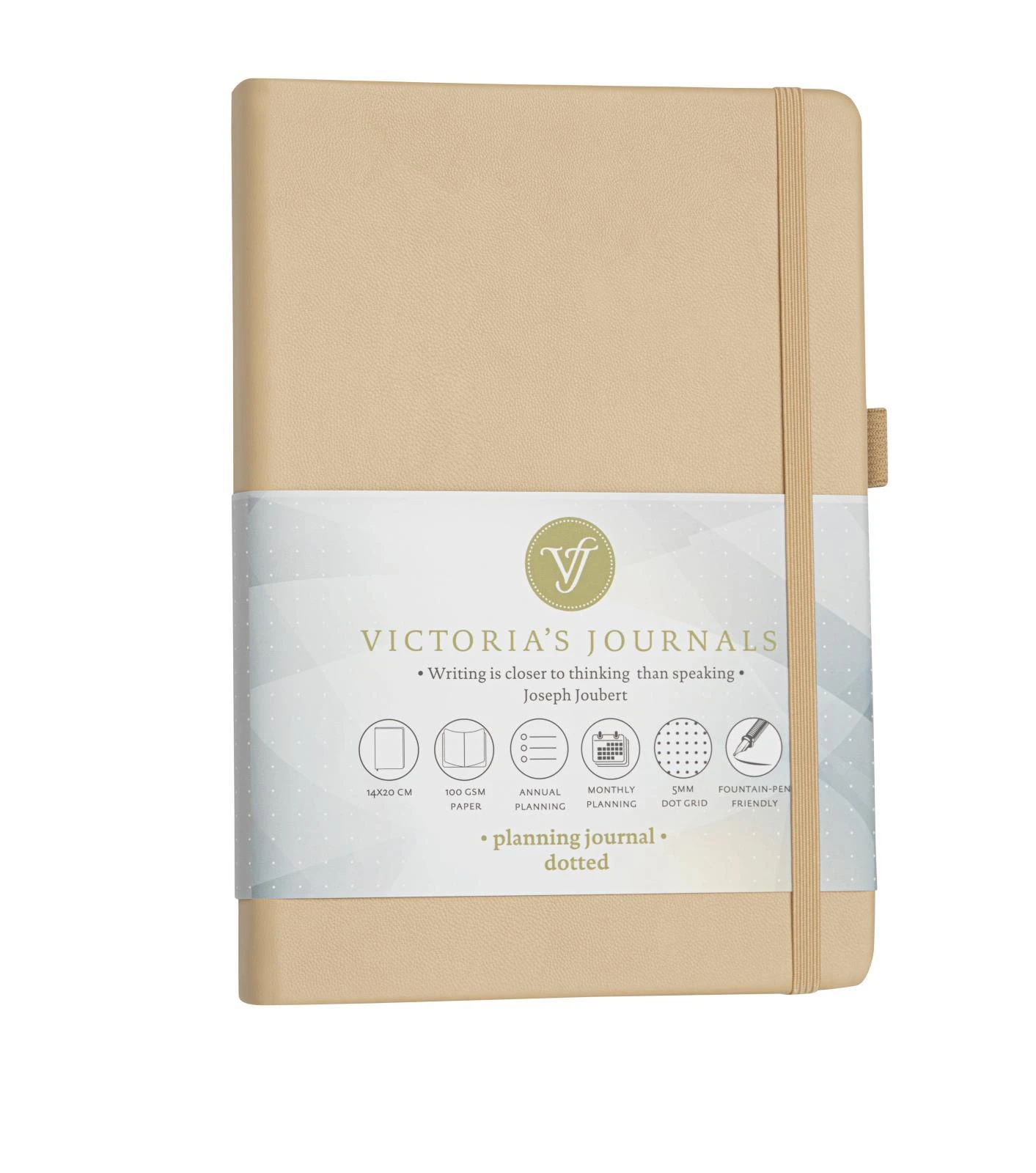 1051 Victoria's Journals Venzi Sert Kapak Planlayıcı Defter 14x20 cm 100gr. Krem 96 Yaprak Gümüş Noktalı
