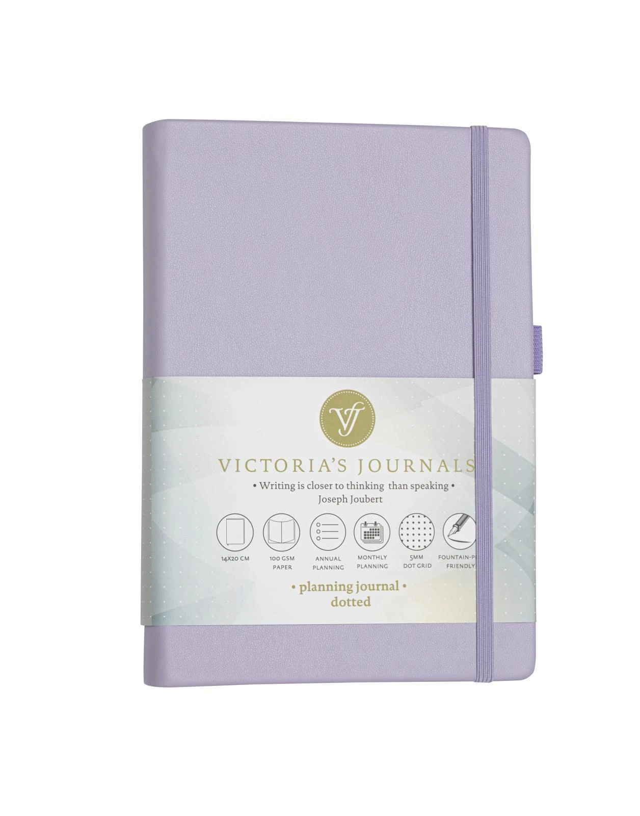 1052 Victoria's Journals Venzi Sert Kapak Planlayıcı Defter 14x20 cm 100gr. Krem 96 Yaprak Lila Noktalı