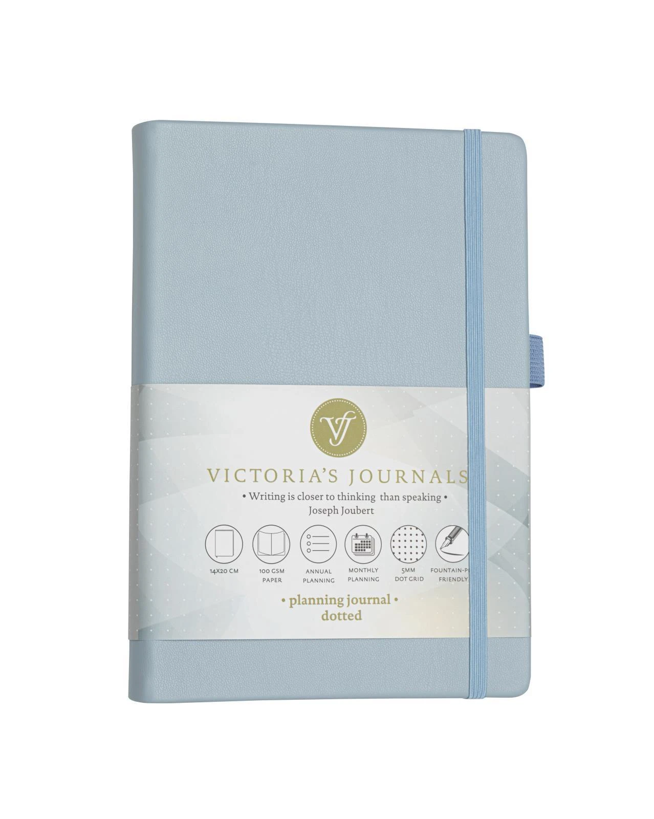 1053 Victoria's Journals Venzi Sert Kapak Planlayıcı Defter 14x20 cm 100gr. Krem 96 Yaprak Mavi Noktalı
