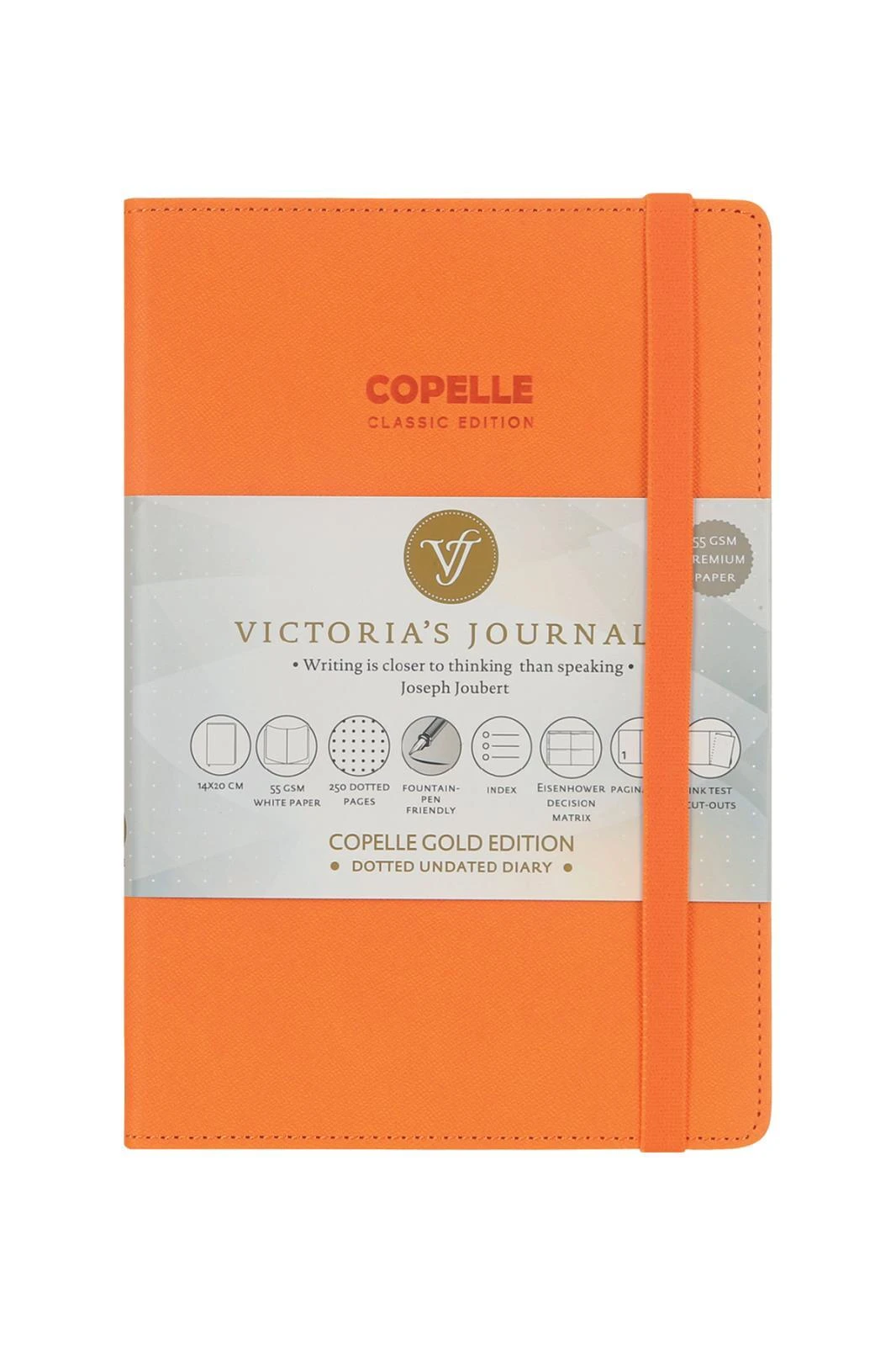 5501 VJ Copelle Gold BUJO Defter , 14x20 cm 57 gr. Krem 152 yp. Turuncu . Nkt. Hover