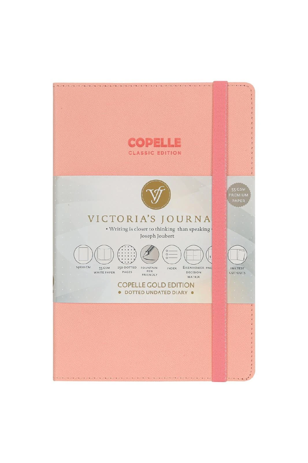 5502 VJ Copelle Gold BUJO Defter , 14x20 cm 57 gr. Krem 152 yp. Pembe . Nkt.