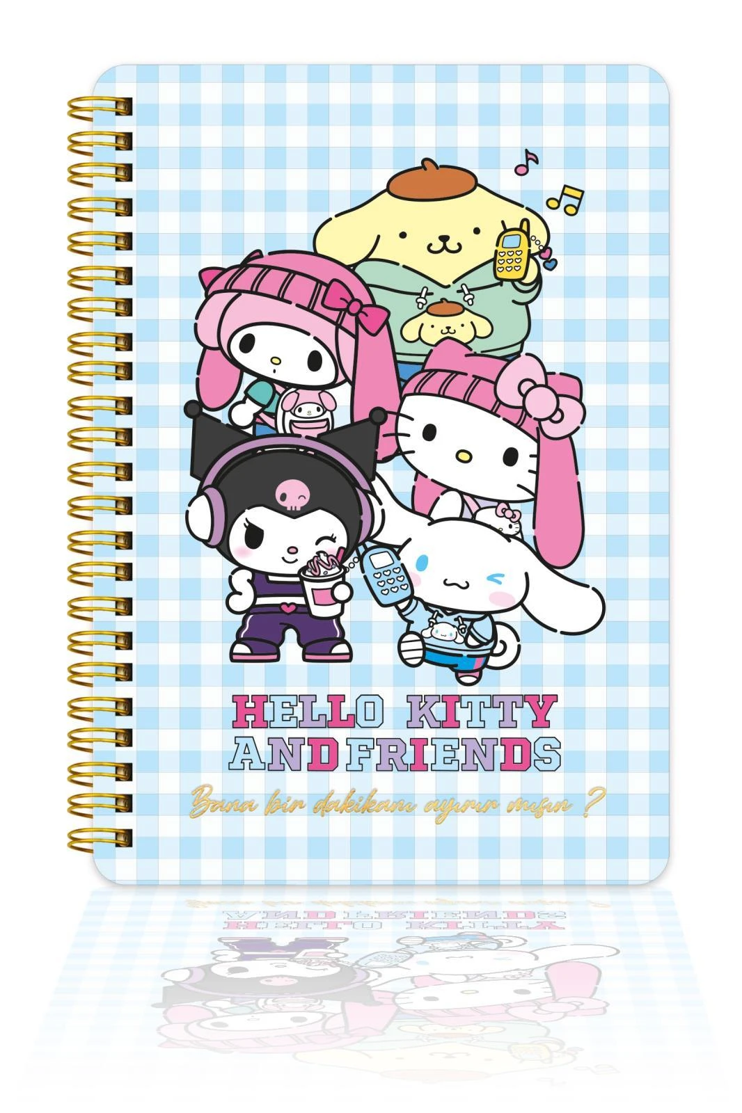 Hello Kitty Ve Arkadaşları Spiralli Günlük (JOURNAL) 14x20cm - Bana 1 Dk Ayırabilir Misin?