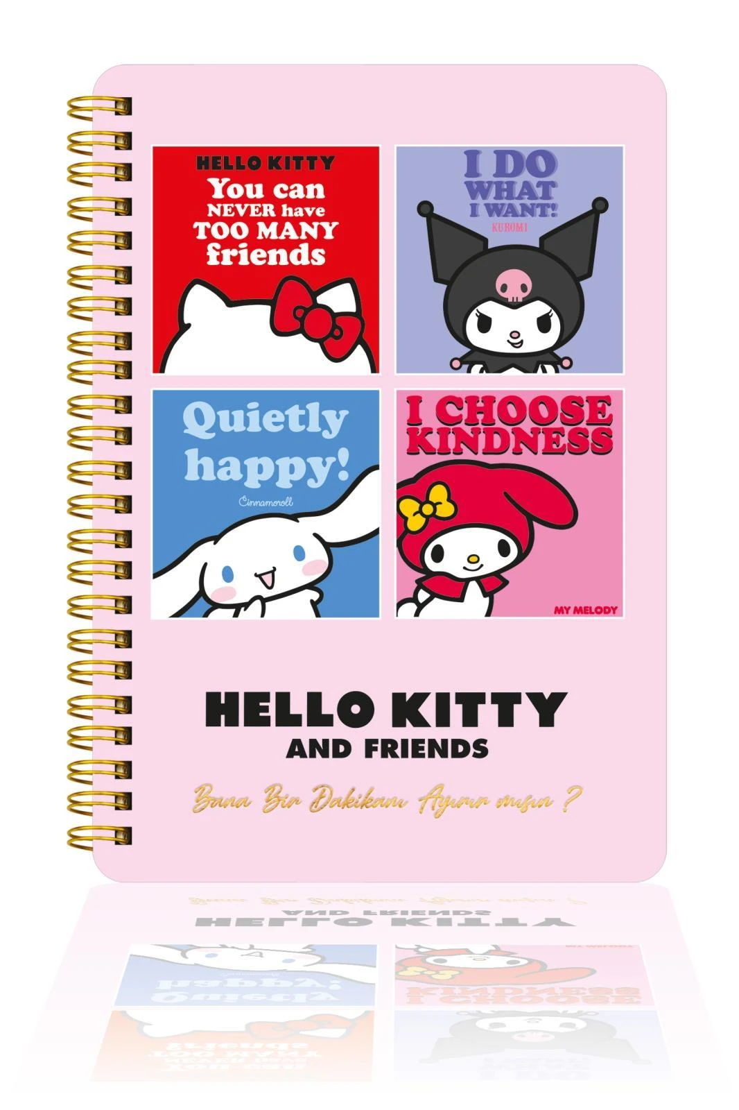 Hello Kitty Ve Arkadaşları Spiralli Günlük (JOURNAL) 14x20cm - Bana 1 Dk Ayırabilir Misin?