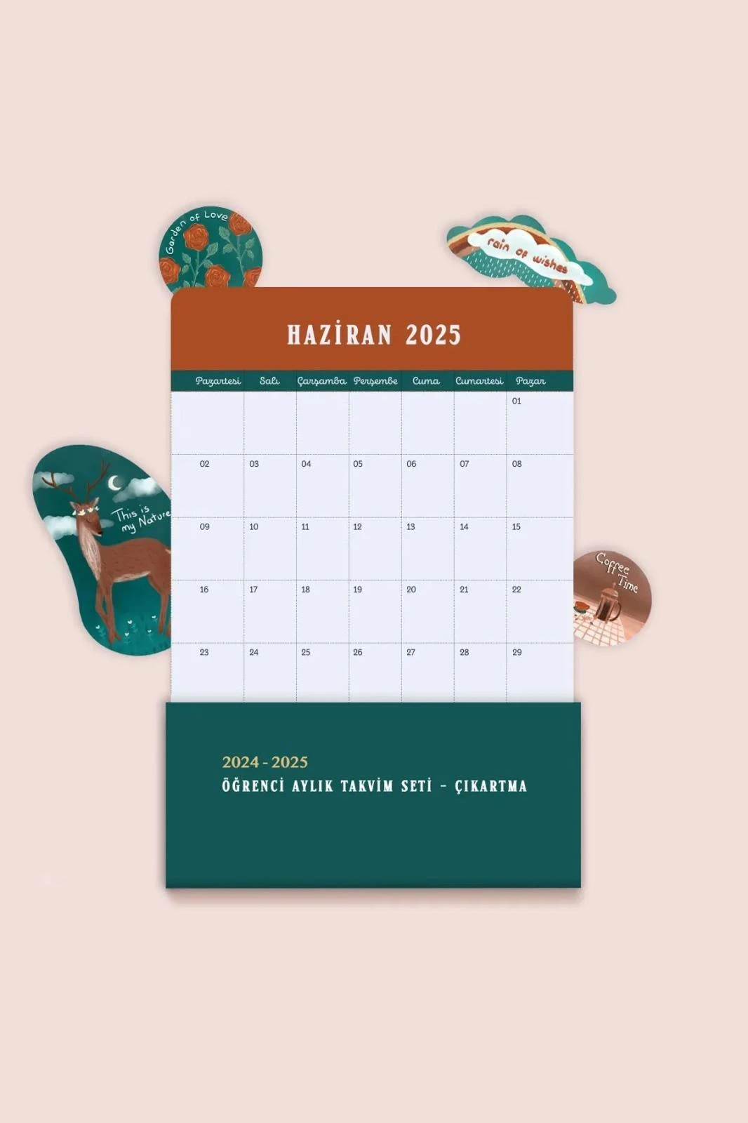 Aylık Takvim Ve Çıkartma Seti Eylül 2024 - Ağustos 2025