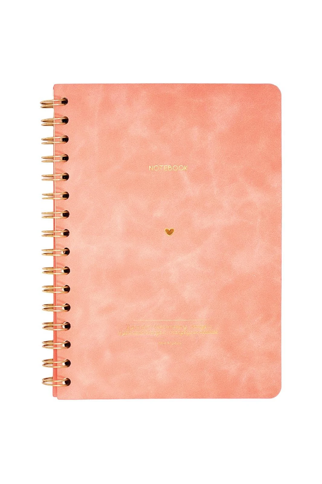 VJ Vegan Deri Esnek Kapaklı Spiralli Defter A5 100 gr 128 Sayfa Çizgili Pembe