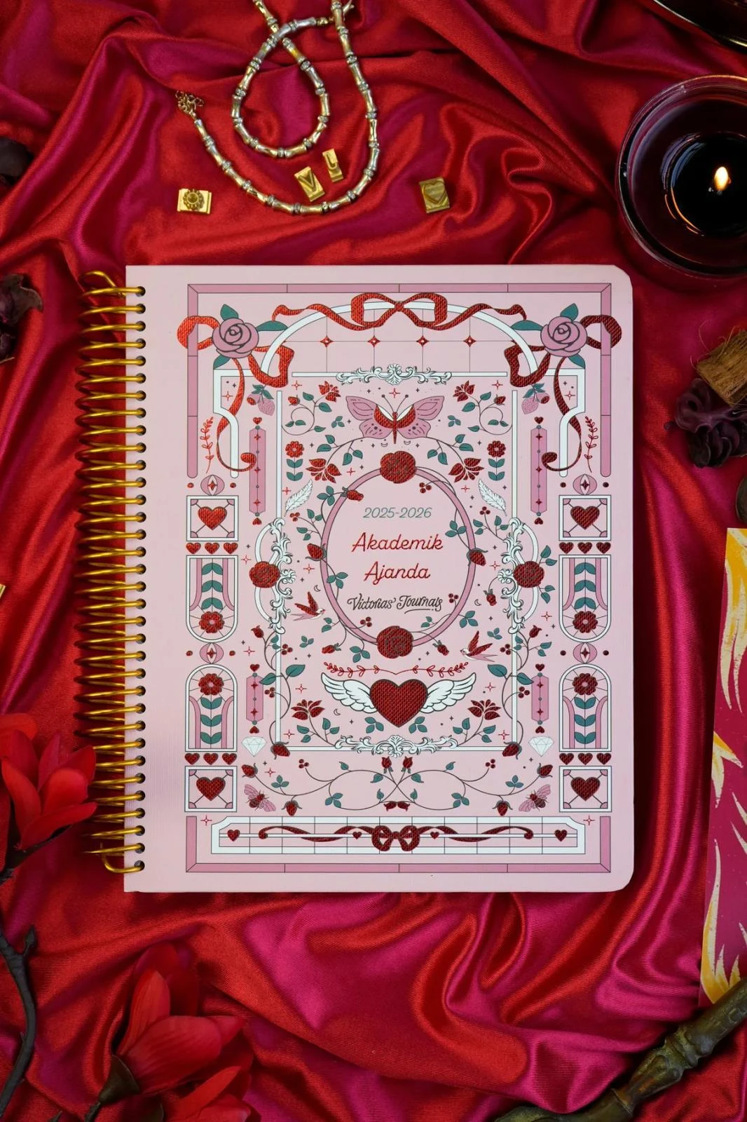Victoria's Journals Spiralli Sert Kapak Akademik Ajanda 2025-2026. Ayraçlı 17x23 cm