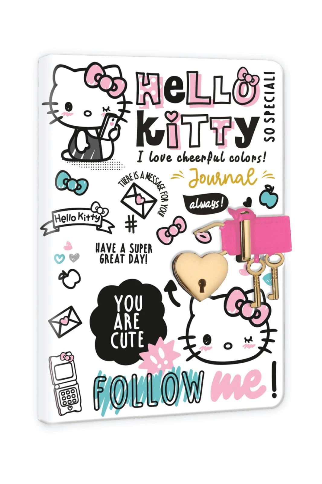 Hello Kitty Hush Hush Kilitli  Defter Kutulu 80gr. 160 yp. Çiz..