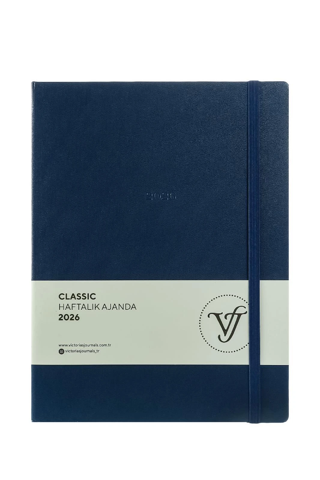 Victoria's Journals Classic 2026 Haftalık Ajanda A4  (19x25cm) Sert Kapak. Ivory 100 gr.144 Sayfa.Cepli.Lastikli.Lacivert