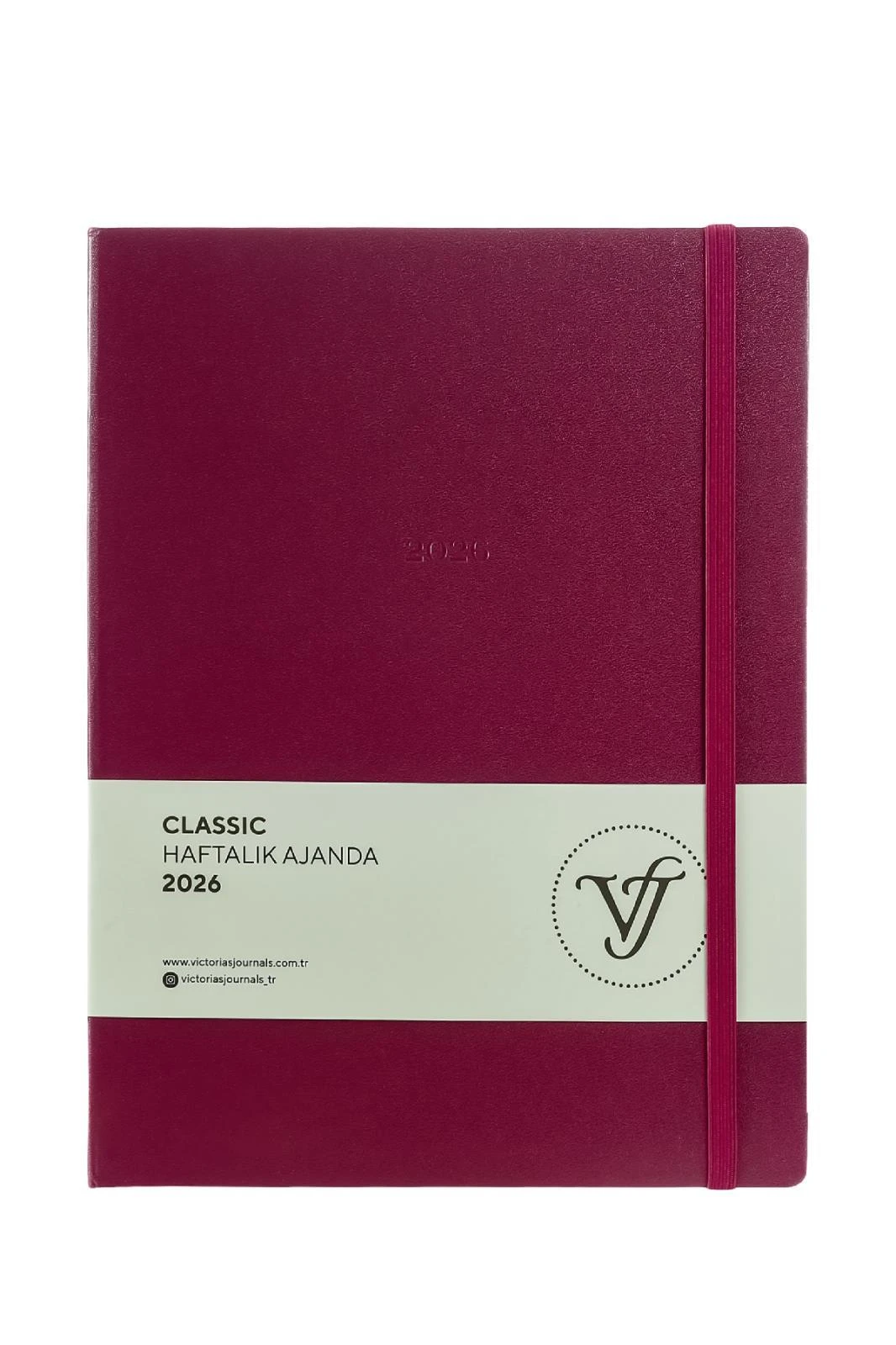 Victoria's Journals Classic 2026 Haftalık Ajanda A4  (19x25cm) Sert Kapak. Ivory 100 gr.144 Sayfa.Cepli.Lastikli.Kırmızı