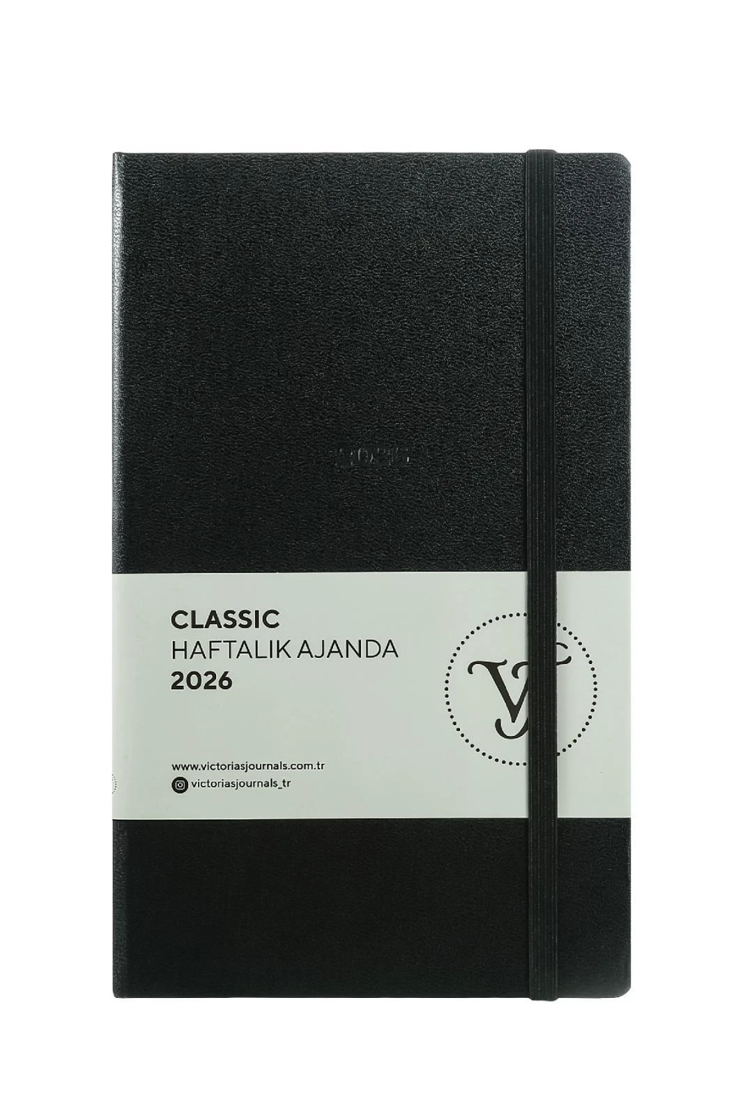 Victoria's Journals Classic 2026 Haftalık Ajanda 13x21 cm.Sert Kapak. Ivory 80 gr.144 Sayfa. Cepli. Lastikli.Siyah