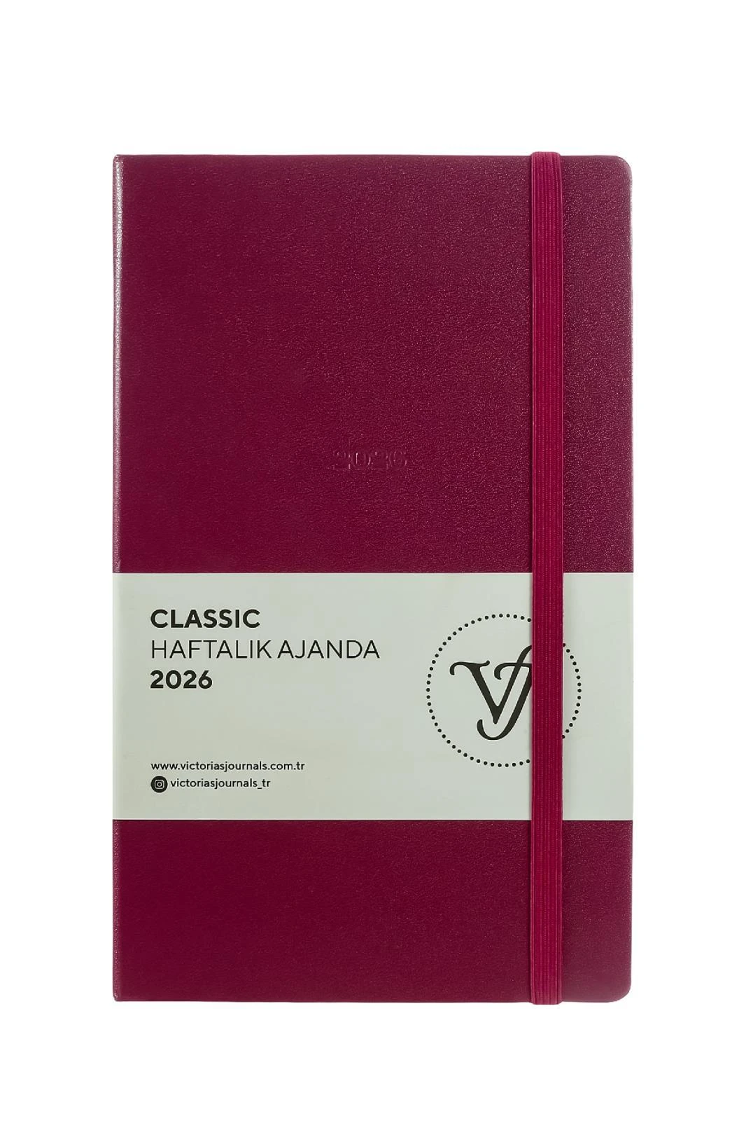 Victoria's Journals Classic 2026 Haftalık Ajanda 13x21 cm.Sert Kapak. Ivory 80 gr.144 Sayfa. Cepli. Lastikli.Kırmızı