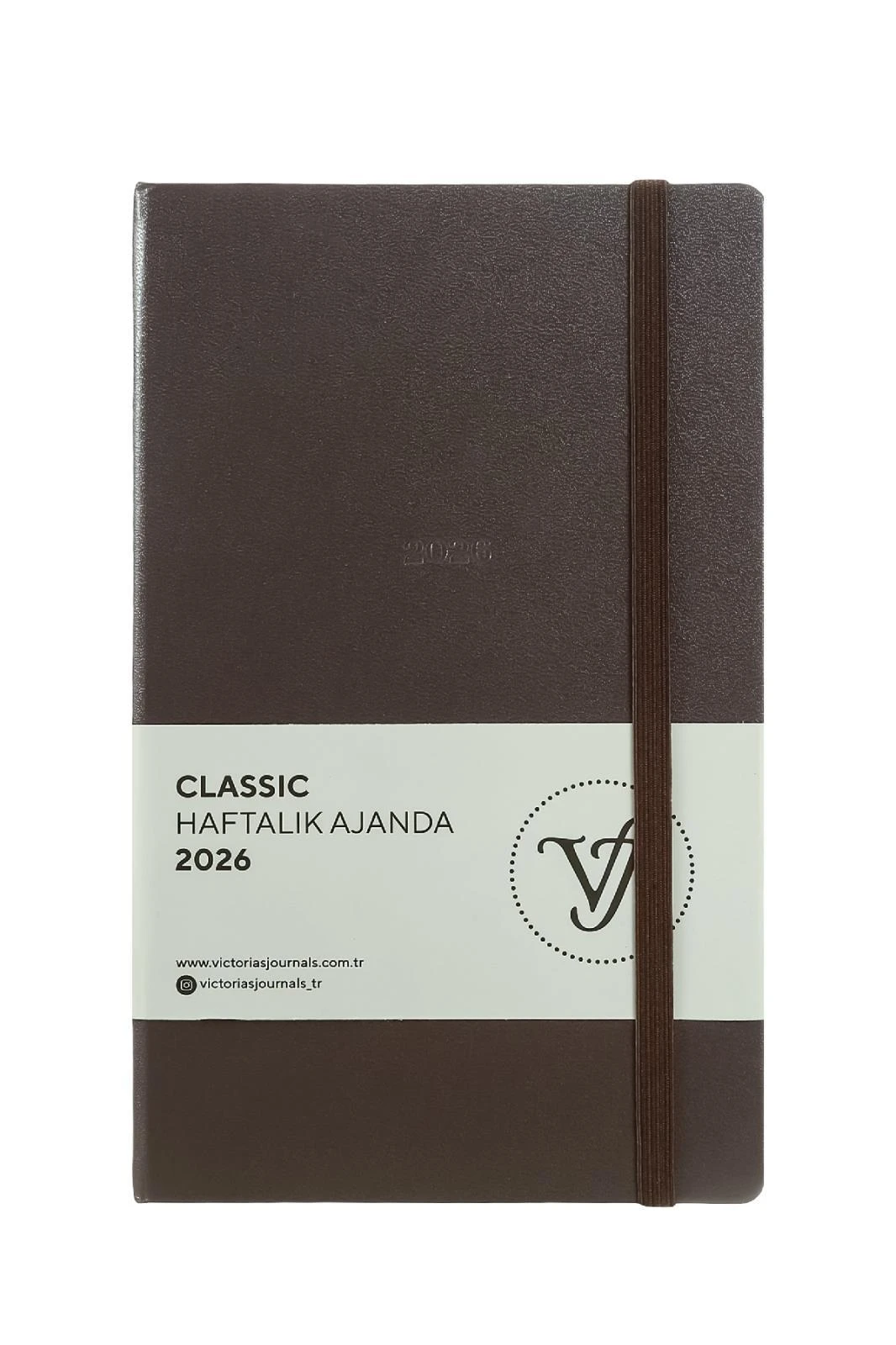 Victoria's Journals Classic 2026 Haftalık Ajanda 13x21 cm.Sert Kapak. Ivory 80 gr.144 Sayfa. Cepli. Lastikli.Kehverengi
