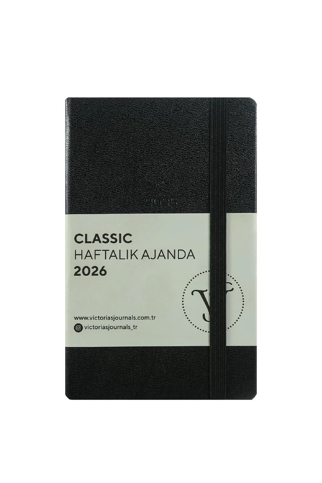 Victoria's Journals Classic 2026 Haftalık Ajanda 9x14 cm.Sert Kapak. Ivory 80 gr.144 Sayfa. Cepli. Lastikli.Siyah